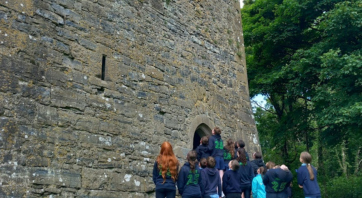 TY students investigating castle